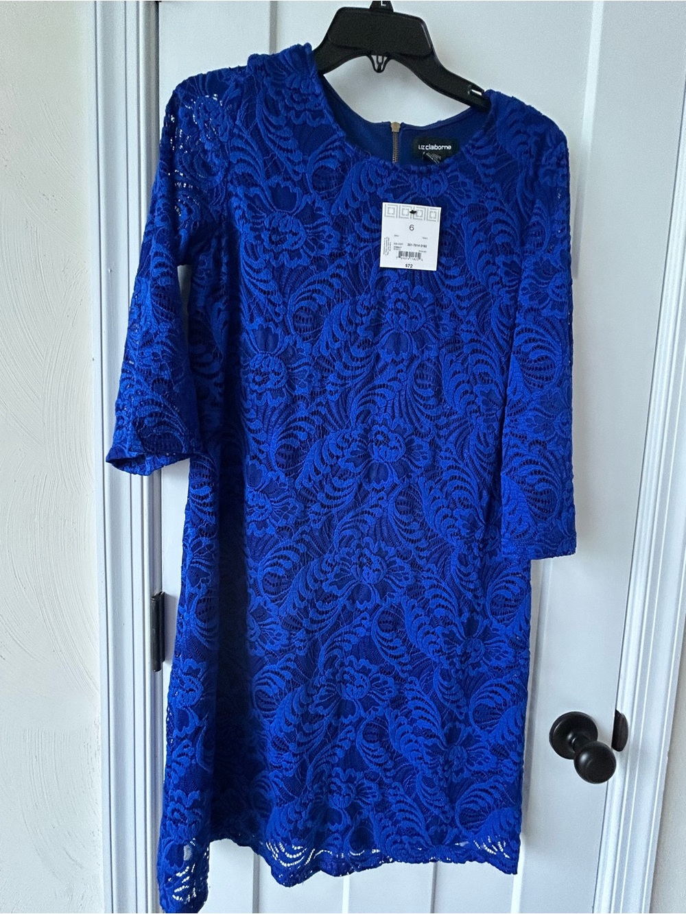 Liz Claiborne Cobalt Blue Long Sleeve Lace Dress